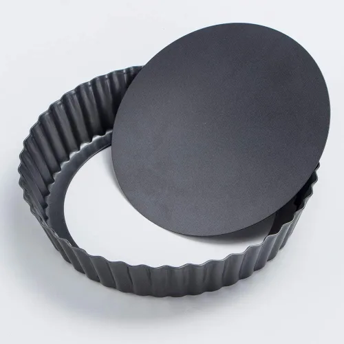 Vista 5 de Webake Molde para tartas de 9.5 pulgadas, bandeja para quiche resistente, parte inferior extraíble, antiadherente, para hornear