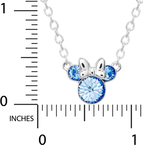 Vista 5 de Disney - Collar con colgante de piedra natal de cristal de Minnie Mouse chapado en plata