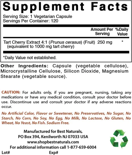Vista 2 de Best Naturals Extracto de arándano 1000 mg y extracto de cereza agria 1000 mg