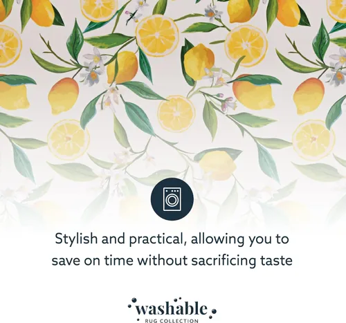 Vista 17 de Linon The Anywhere - Alfombra lavable Wesley marfil/amarillo, 5 x 7 pies Wesley Marfil y Amarillo