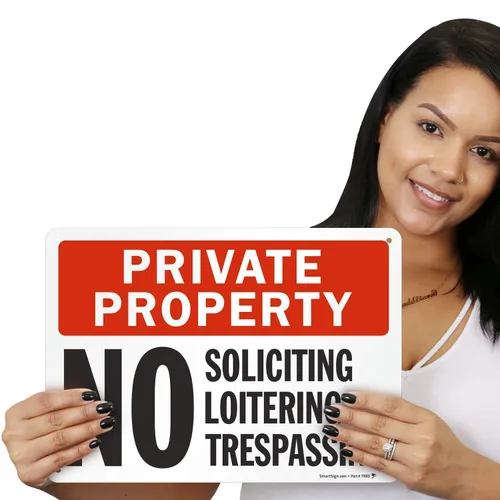 Vista 2 de SmartSign Letrero "Propiedad Privada - No Soliciting, Loitering, Trespassing" Aluminio de 10 x 14 pulgadas