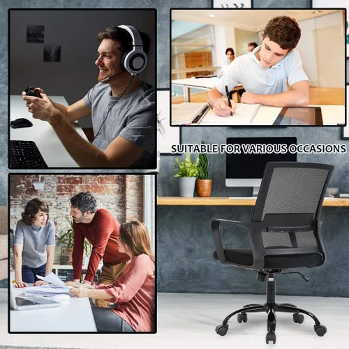 Vista 7 de Silla ergonómica de oficina de escritorio barata para el hogar, silla de malla simple, soporte lumbar, taburete ajustable ejecutivo moderno, silla