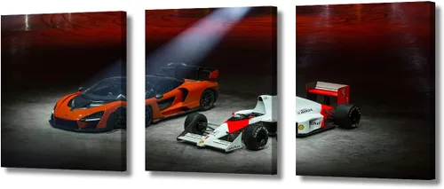 Vista 92 de Arte de pared de auto deportivo rojo para sala de estar, arte de pared de lienzo de súper auto genial, imágenes pósters, 3 piezas, arte moderno