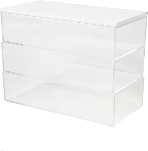 Vista 16 de Martha Stewart Brody - Contenedores organizadores de plástico con tapas de madera de paulownia para oficina en casa, cocina o baño, paquete de 3