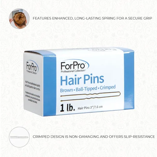 Vista 5 de ForPro Horquillas para el cabello (320 unidades aproximadas), marrón, 3 pulgadas de largo, con punta de bola, rizado, no dañante, 1 libra.