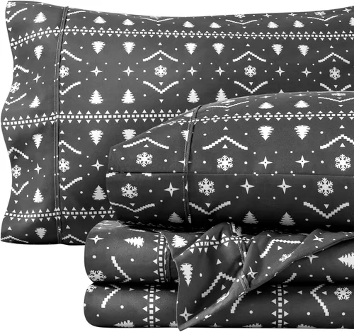 Vista 40 de Bare Home - Juego de sábanas estampadas, 1800 ultra suaves (individual, gris jaspeado) Deep Pockets 6 to 15 Inches, Breathable, Hypoallergenic
