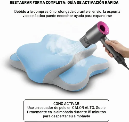 Vista 6 de Almohada Ergo para la apnea del sueño, dolor de cuello y alivio de ronquidos, almohada cervical cervical para dormir de lado, espuma viscoelástica