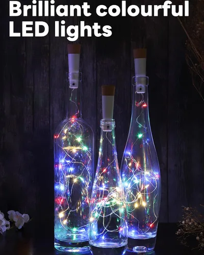 Vista 7 de tuhood Luces de botella de vino con corcho, paquete de 4 20 luces LED recargables con modo de luces múltiples, para decoraciones de Halloween