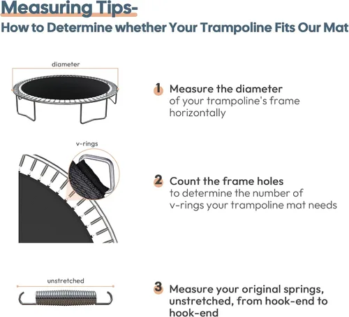 Vista 4 de AW Trampoline Mat & Pad Replacement Kit with 96V-Ring Fits 15 ft Trampoline Frame