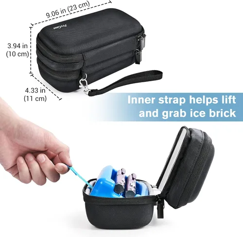 Vista 5 de ProCase Estuche de transporte de viaje enfriador de insulina, organizador portátil de medicamentos para el resfriado para diabetes con ladrillo