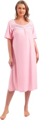 Vista 2 de Camisones de algodón 100% para mujer, camisones de talla grande, camisón de algodón suave para mujer