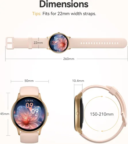 Vista 8 de AGPTEK - Reloj inteligente impermeable 5ATM para mujer con más de 100 modos deportivos, color rosa Ultra-Clear Screen Fitness Tracker with Sleep