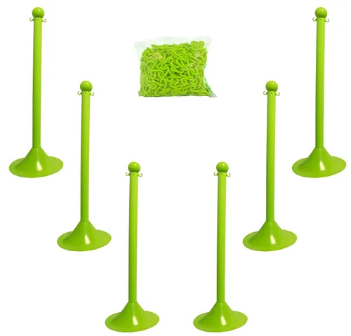 Vista 2 de Mr. Chain, juego de postes de contención plásticos con 50" de cadena y ganchos en forma de C (Paquetes de 6), Negro, 6