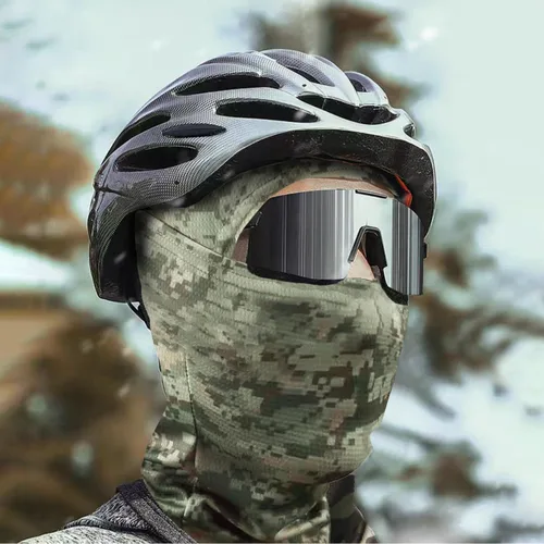 Vista 7 de Máscara facial de camuflaje militar, bandana, pasamontañas, capucha para hombres y mujeres, entrenamiento táctico, ciclismo, esquí, resistente al