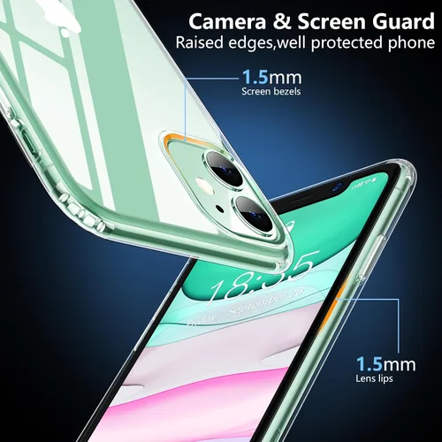 Vista 4 de SPIDERCASE Funda diseñada para iPhone 11, transparente, no amarillenta, funda delgada para iPhone 11 de 6.1 pulgadas (transparente)