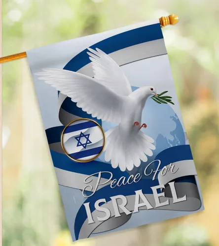 Vista 9 de Israel Flag Paz para Israel para colgar en la pared, hogar, porche, dormitorio, residencial, bandera de Israel, para campamento al aire libre