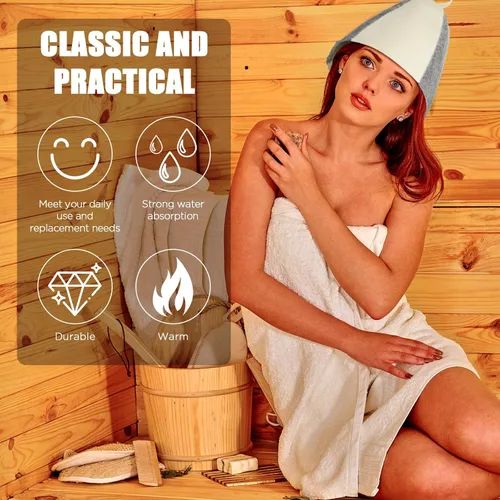 Vista 3 de Jiuguva Sauna Hat Wool Felt Banya Cap for Women Spa