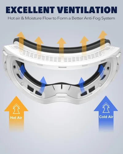 Vista 5 de findway Gafas de esquí OTG para mujeres, hombres, adultos, jóvenes - Sobre gafas, gafas de nieve - Lente intercambiable, gafas de snowboard antivaho