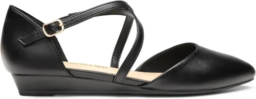 Vista 3 de DREAM PAIRS Zapatos planos de tacón bajo con correa de tobillo y punta puntiaguda para mujer, zapatos de vestir cómodos y casuales para negocios