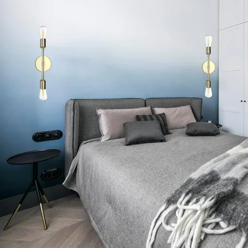 Vista 6 de Moderna lámpara de pared E26 con enchufe dorado cepillado, lámpara de pared de mediados de siglo, iluminación de techo para pasillo, sala de estar 2