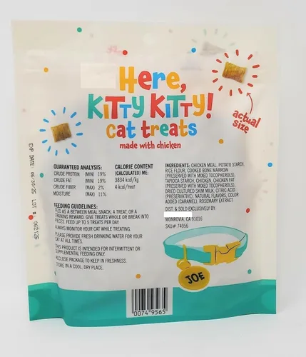 Vista 3 de Here, Kitty Kitty! Golosinas para gatos hechas con pollo peso neto. 5 onzas (5.01 oz) - Paquete de 3