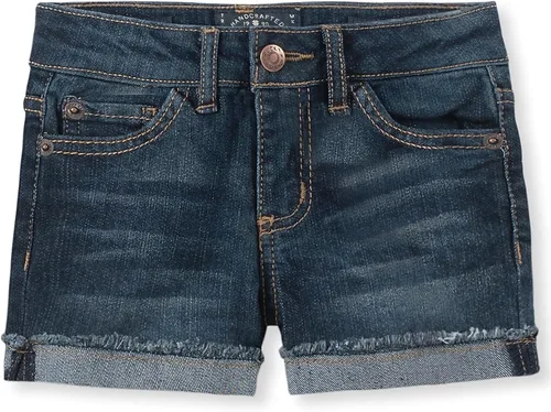 Vista 9 de Lucky Brand - Pantalones cortos de mezclilla con puños para niñas, de denim elástico con 5 bolsillos, de cintura media a alta Jenna Blanco Brillante
