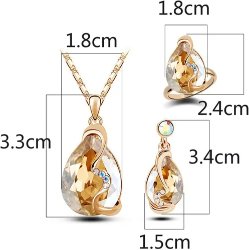 Vista 2 de Txibikn Juego de 4 piezas de joyería de cristal brillante con forma de estrella de moda para mujeres, mujeres, mujeres, esposa, boda, fiesta