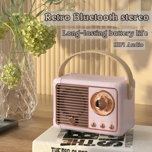 Vista 2 de Altavoz Bluetooth retro, altavoz Bluetooth inalámbrico, lindo estilo antiguo para cocina, dormitorio, oficina, fiesta, al aire libre, altavoz