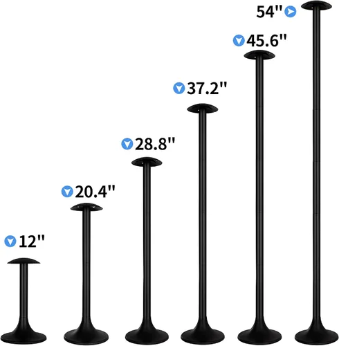 Vista 5 de NEXCOVER Cubierta de barco y soporte ajustable Se extiende de 12 a 54 pulgadas Poste de 6 etapas Sistema reforzado de ABS Negro Negro
