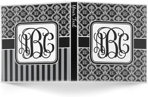 Vista 2 de Carpeta personalizada de 3 anillas de damasco con monograma - 1 pulgada