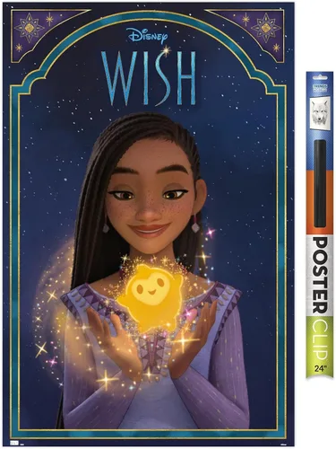 Vista 13 de Trends International Disney Wish - Póster de pared de Asha & Star, 22.4 pulgadas de largo x 14.7 pulgadas, versión enmarcada en madera de granero