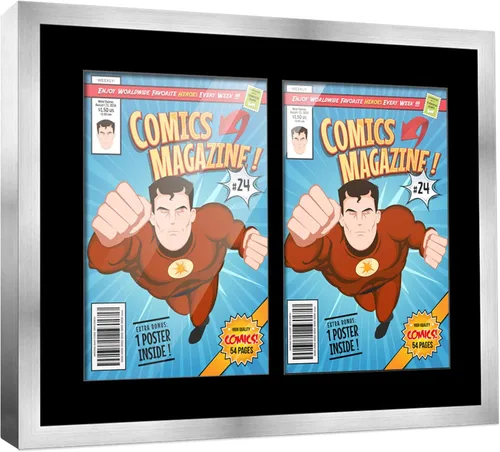 Vista 12 de Poster Palooza Marco de cómic con paspartú para 1 cómic de la Edad de Bronce publicado entre 1970 y 1985, marco de cómic negro para cómic de 7.25 x