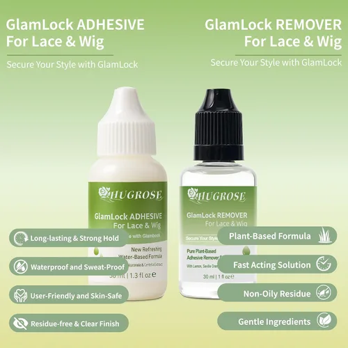 Vista 2 de Kit de pegamento para peluca, pegamento de encaje de acción rápida y removedor para pelucas con fórmula a base de plantas e ingredientes suaves,