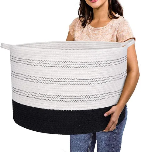Vista 9 de R RUNKA Cesta de almacenamiento extra grande - Organizador de tejido suave, 22 x 14 pulgadas