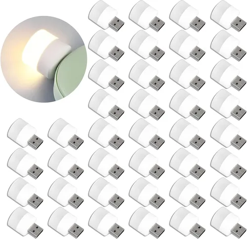Vista 11 de Luces USB de noche, mini bombilla LED, enchufable, blanco cálido, compacto, ideal para dormitorio, baño, guardería, pasillo, cocina, coche, luz