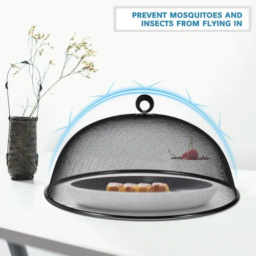Vista 8 de HEMOTON Cubierta de malla para alimentos, de acero inoxidable, cúpula de malla, cubierta de alimentos, tienda de campaña de malla redonda
