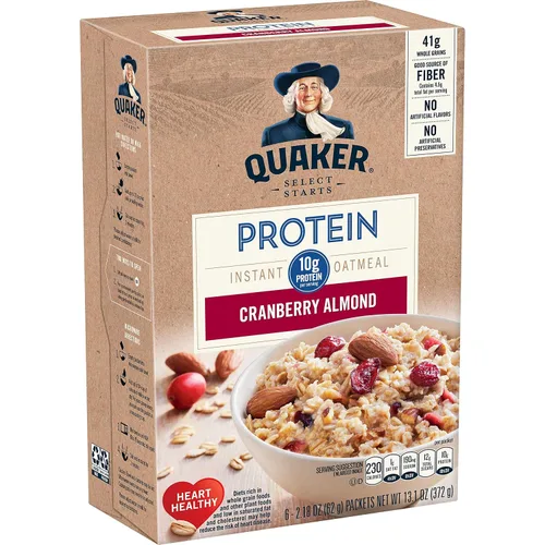 Vista 14 de Quaker Avena instantánea, proteína de azúcar morena de arce, 0.35 onzas de proteína, 12.6 onzas, paquete de 6