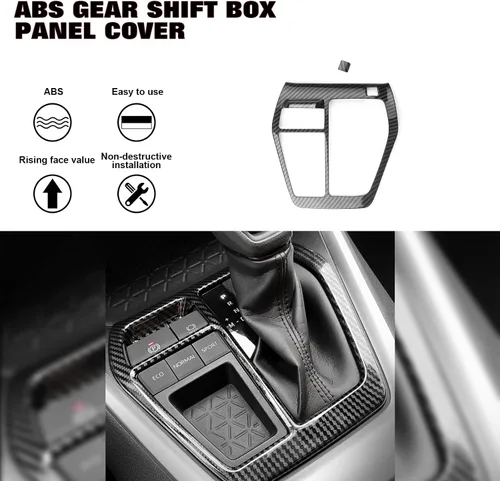 Vista 5 de x xotic tech Cubierta interior de caja de transmisión de caja de cambios de la consola central del automóvil, patrón de fibra de carbono ABS
