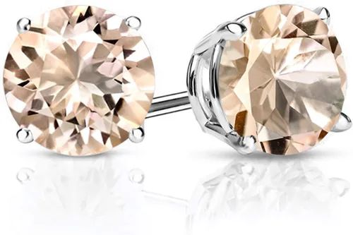 Vista 27 de Gem Stone King Aretes de plata de ley 925 con piedra natal redonda de 0.276 in para mujer