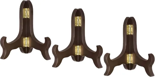 Vista 7 de uxcell 3pcs 4" soporte de placa de caballete, soporte de exhibición plegable de madera negro para marco de imagen decorativo