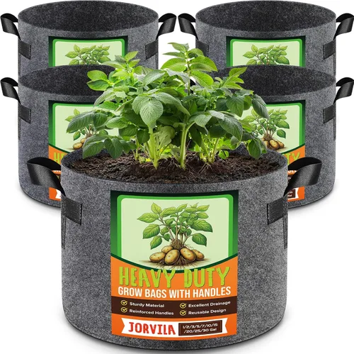 Vista 10 de Jorvila Paquete de 5 bolsas de cultivo de 7 galones Negro
