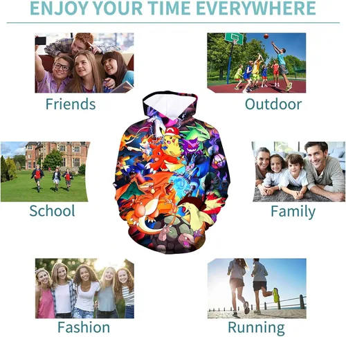 Vista 3 de Sudadera con capucha de dibujos animados para niños y niñas