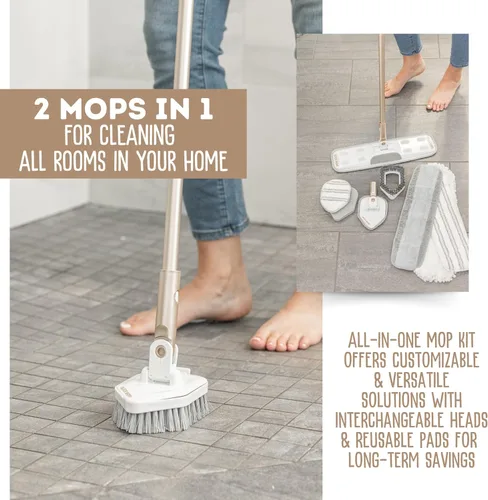 Vista 5 de Quick Shine Ultimate Gold Clean + Polish Mop Kit Kit todo en uno de 9 piezas con accesorios intercambiables No necesita baterías Sistema