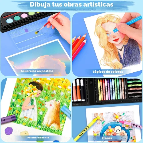 Vista 4 de iBayam Suministros de Arte, paquete de 149 piezas, kit de dibujo, juego de arte de pintura, kit de arte, caja de regalo, artes y manualidades