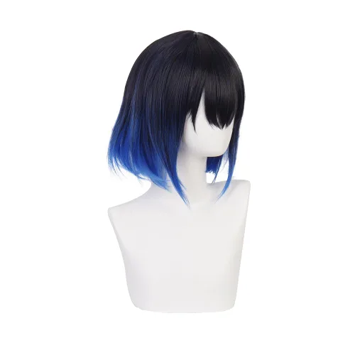 Vista 3 de ZGNGLIZ Peluca de cosplay de anime Hashibira Inosuke para Demon Slayer personajes de Kimetsu no Yaiba, pelucas de cosplay con gorra de peluca gratis