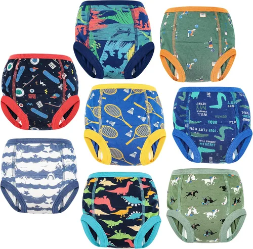 Vista 13 de MooMoo Baby Paquete de 8 pares de ropa interior de entrenamiento para ir al baño de algodón absorbente para niños y niñas, tallas 2T a 9T Flor