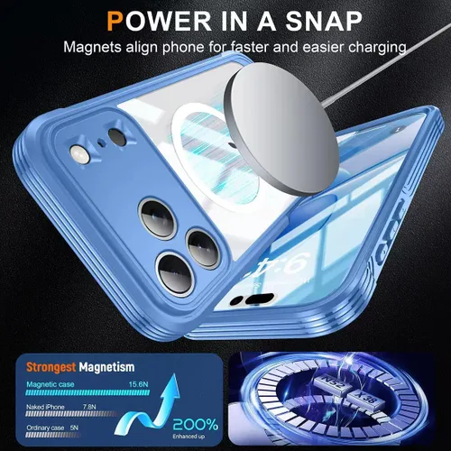 Vista 11 de TOPF&B Funda magnética para iPhone 16, compatible con MagSafe, cubierta completa de 360 grados, protector de pantalla de privacidad integrado
