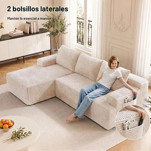 Vista 2 de Cloud Sectional Couch, 97 Inch Modern Modular Sectional Sofa with Deep Seat, Corduroy Boneless Couches with L-Shape Left Chaise for Living Room