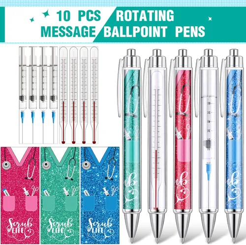 Vista 6 de Jetec Juego de 10 Bolígrafos de Enfermera a Granel Regalo de Navidad CNA Tinta de Apreciación Bolígrafos Divertidos Conjunto Médico Mensaje