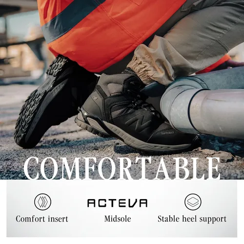 Vista 4 de New Balance Botas de trabajo impermeables Allsite con punta compuesta para hombre, Negro